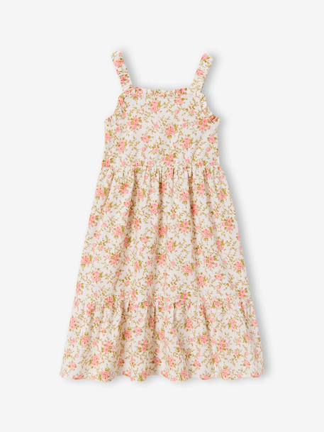 Robe mi longue imprimée fleurs écru 1 - vertbaudet enfant 