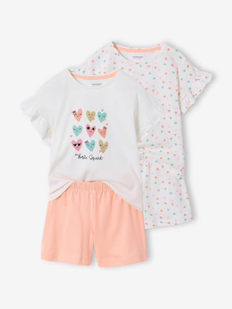 Fille-Pyjama, surpyjama-Lot 2 pyjashort cœurs