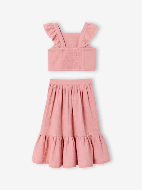 Ensemble fille cérémonie blouse jupe à volant blush+vert sauge 2 - vertbaudet enfant 