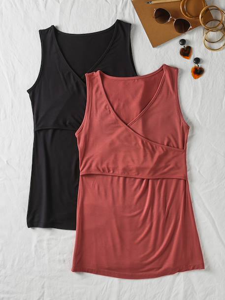 Lot de 2 débardeurs grossesse effet croisé Fiona marine+terracotta 5 - vertbaudet enfant 