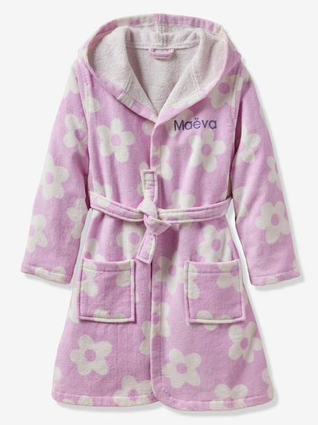 Peignoir de bain enfant MARGUERITE personnalisable, avec coton recyclé mauve 2 - vertbaudet enfant 