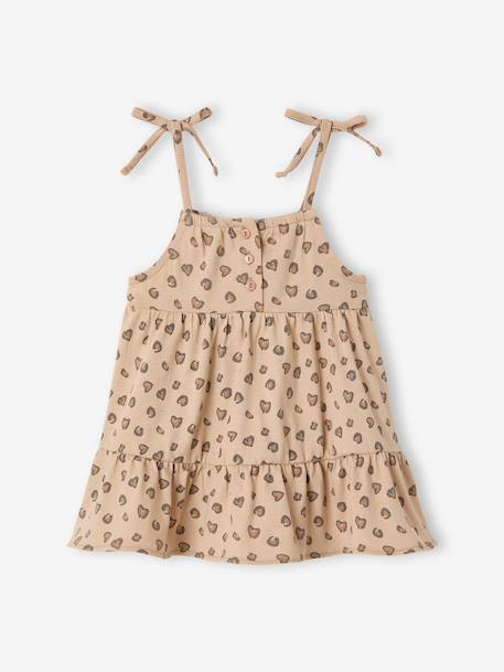 Robe bébé fille bretelles coton bio beige+rayé rose 1 - vertbaudet enfant 