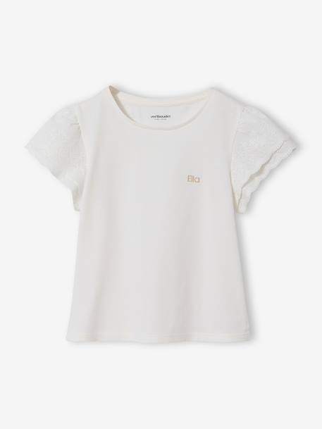 T-shirt manches courtes fille écru 2 - vertbaudet enfant 
