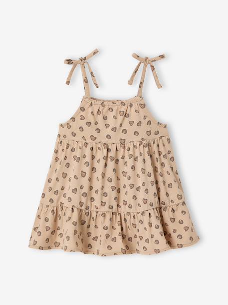 Robe bébé fille bretelles coton bio beige+rayé rose 2 - vertbaudet enfant 