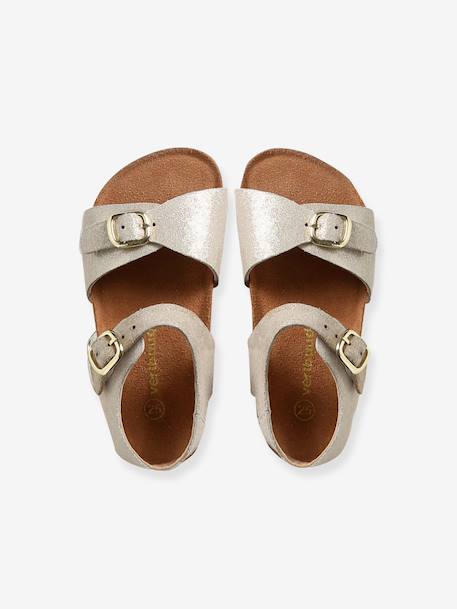 Sandales cuir boucles or+rose pâle 4 - vertbaudet enfant 