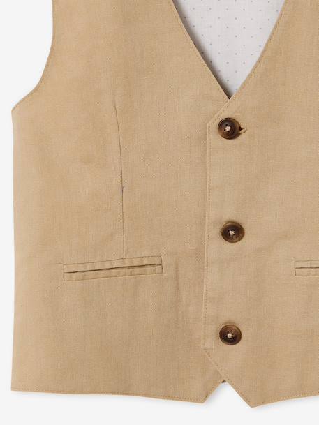 Veste garçon cérémonie sans manches en coton/ lin beige+beige clair+bleu+marine foncé+vert sauge 3 - vertbaudet enfant 