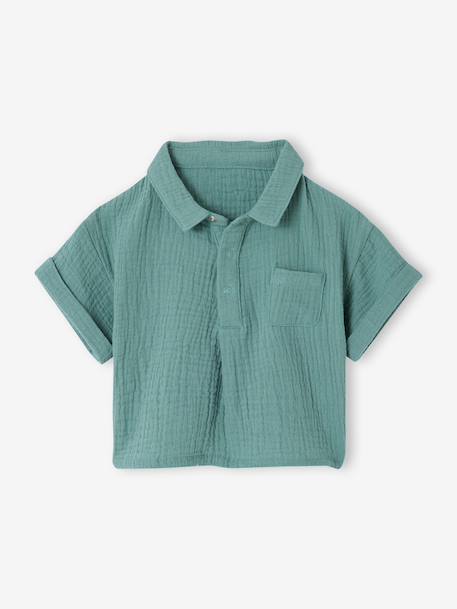 Chemise manches courtes vert émeraude 1 - vertbaudet enfant 