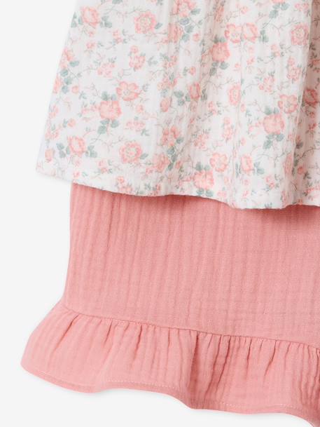Ensemble short haut gaze de coton blush+vert sauge 5 - vertbaudet enfant 
