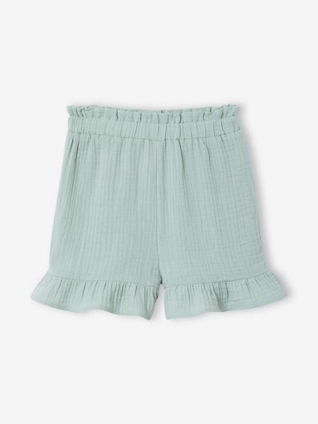 Ensemble short haut gaze de coton blush+vert sauge 8 - vertbaudet enfant 