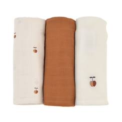 Puériculture-Lot de 3 langes gaze de coton bio