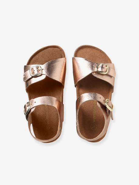 Sandales cuir boucles or+rose pâle 9 - vertbaudet enfant 