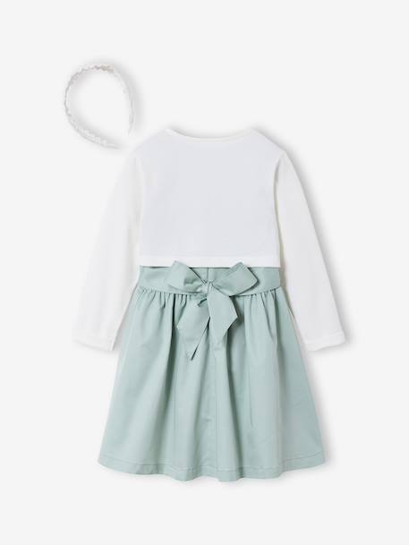 Ensemble robe patineuse boléro serre-tête blanc+vert sauge 13 - vertbaudet enfant 