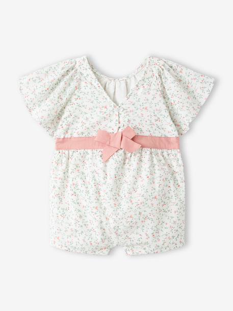 Combinaison short bébé fille fleuri blanc imprimé 2 - vertbaudet enfant 