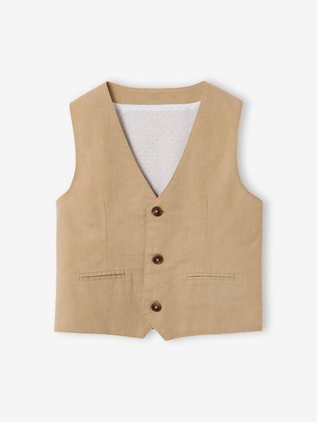 Veste garçon cérémonie sans manches en coton/ lin beige+beige clair+bleu+marine foncé+vert sauge 1 - vertbaudet enfant 