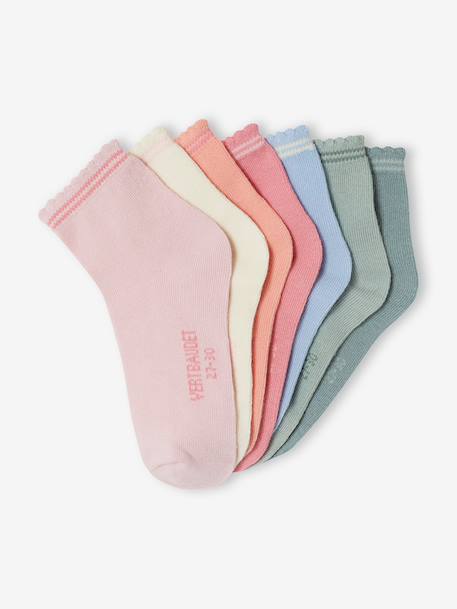 Lot de 7 paires de mi-chaussettes fille BASICS bois de rose 2 - vertbaudet enfant 