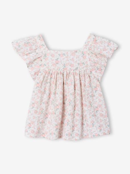 Ensemble short haut gaze de coton blush+vert sauge 2 - vertbaudet enfant 