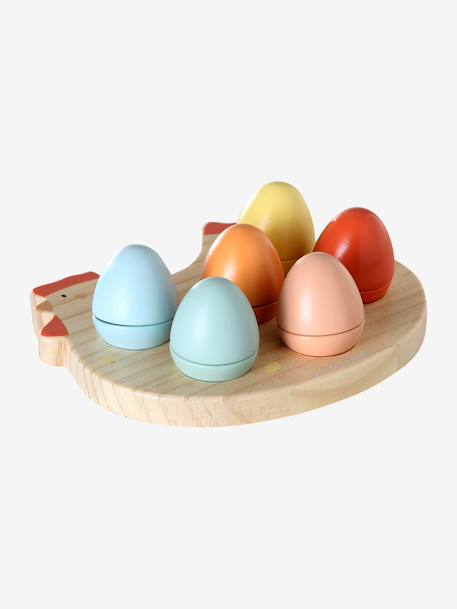 Poule avec ses œufs à formes en bois FSC® bois 3 - vertbaudet enfant 