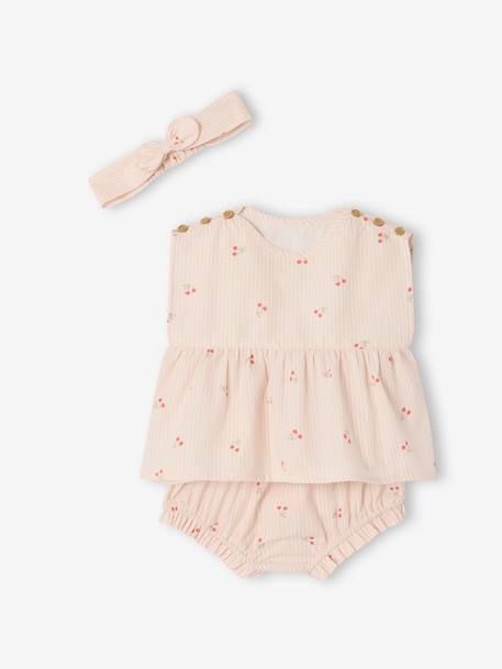 Ensemble 3 pièces short t-shirt bandeau écru 4 - vertbaudet enfant 