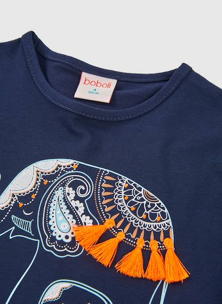 T-shirt fille en coton Bleu 3 - vertbaudet enfant 
