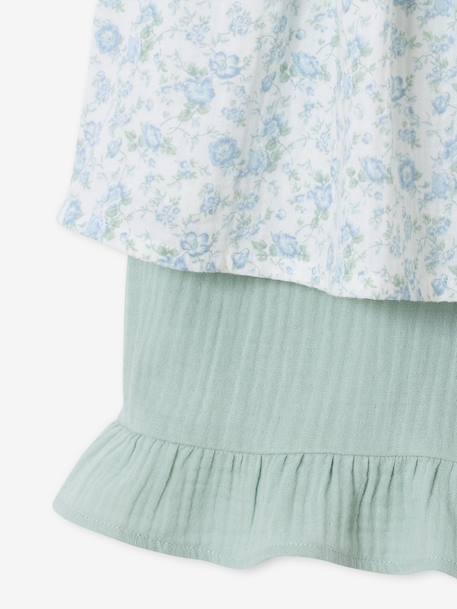Ensemble short haut gaze de coton blush+vert sauge 10 - vertbaudet enfant 