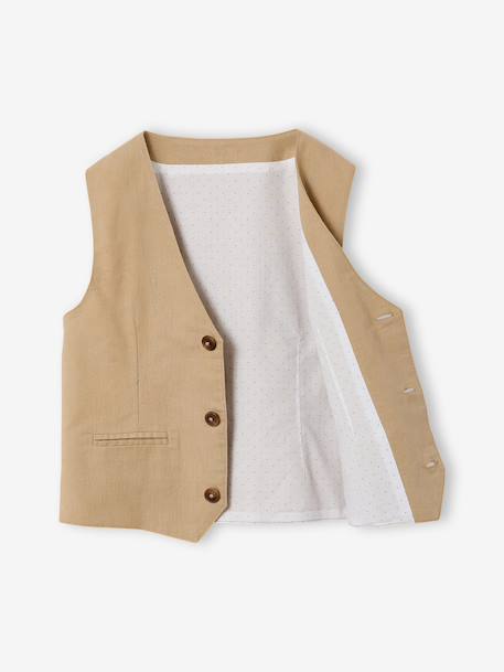 Veste garçon cérémonie sans manches en coton/ lin beige+beige clair+bleu+marine foncé+vert sauge 4 - vertbaudet enfant 