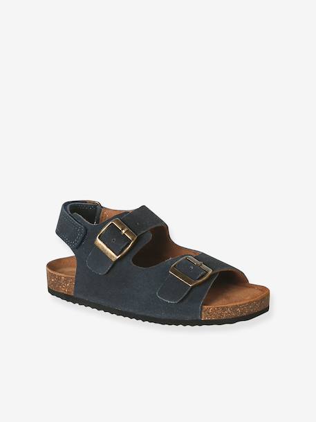 Sandales garçon cuir boucles bleu 1 - vertbaudet enfant 