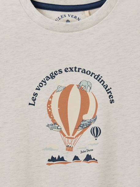 T-shirt enfant collection jules verne - coton biologique Amande+Ecru 7 - vertbaudet enfant 