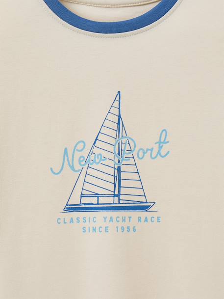 T-shirt imprimé garçon - coton biologique Ecru+Menthe 2 - vertbaudet enfant 