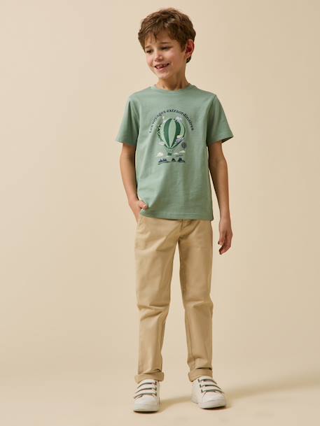 T-shirt enfant collection jules verne - coton biologique Amande+Ecru 5 - vertbaudet enfant 