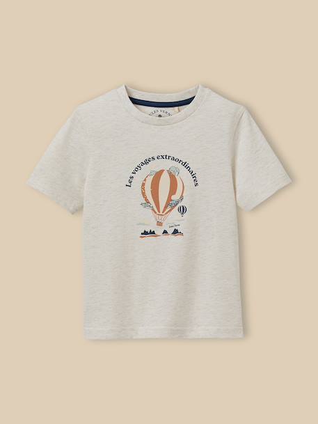 T-shirt enfant collection jules verne - coton biologique Amande+Ecru 6 - vertbaudet enfant 