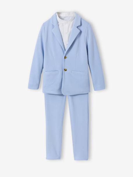 Ensemble céremonie chemise col Mao, veste et pantalon garçon beige+bleu ciel+vert d'eau 13 - vertbaudet enfant 