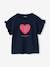 Tee-shirt fille motif romantique manches courtes à volant écru+marine+rose+vert sauge 5 - vertbaudet enfant 
