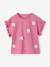Tee-shirt fille motif romantique manches courtes à volant écru+marine+rose+vert sauge 8 - vertbaudet enfant 