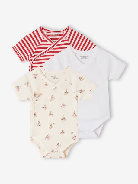 Lot 3 bodies bébé garçon coton bio rouge 1 - vertbaudet enfant 