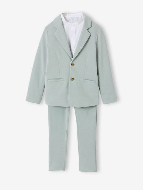 Ensemble céremonie chemise col Mao, veste et pantalon garçon beige+bleu ciel+vert d'eau 26 - vertbaudet enfant 