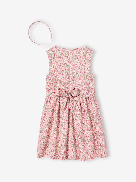 Ensemble 3 pièces robe cardigan serre tête rose pâle 4 - vertbaudet enfant 