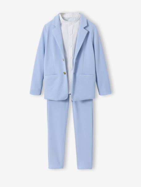 Ensemble céremonie chemise col Mao, veste et pantalon garçon beige+bleu ciel+vert d'eau 16 - vertbaudet enfant 