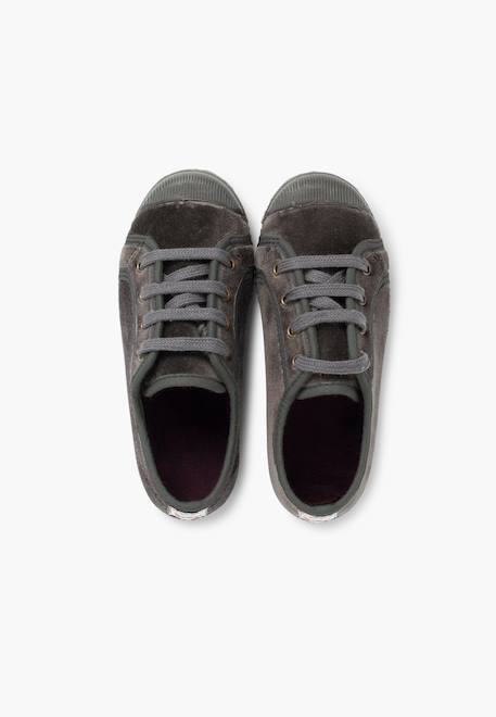 Baskets enfants en velours avec lacets Bleu marine+Bordeaux+Gris+Kaki+Marron+Noir+Rose+Vert 17 - vertbaudet enfant 