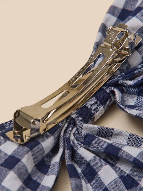 Barrette fille grand noeud vichy Vichy jaune+Vichy marine 8 - vertbaudet enfant 