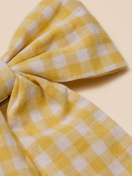 Barrette fille grand noeud vichy Vichy jaune+Vichy marine 2 - vertbaudet enfant 