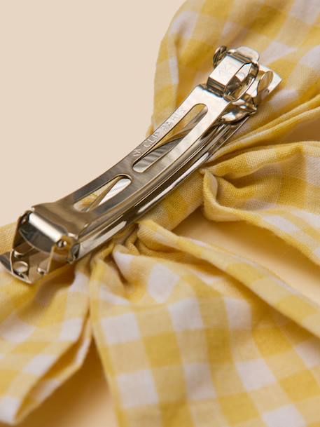Barrette fille grand noeud vichy Vichy jaune+Vichy marine 3 - vertbaudet enfant 