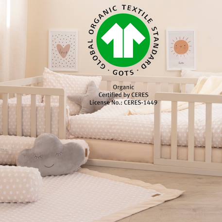 Drap housse extensible 60x120 - 70x140  en coton bio safe asleep® Beige amande+Blanc+Blanc cassé / écru+Bleu clair/ bleu ciel+Bleu indigo+Gris argenté+Rose pastel+Vert givré 3 - vertbaudet enfant 