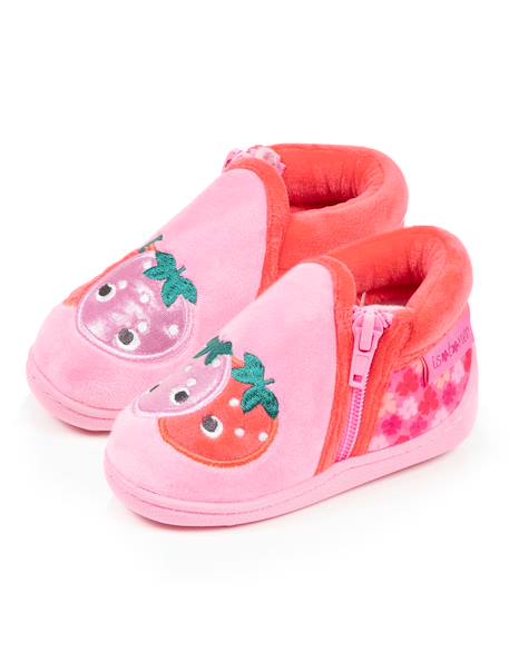 Chaussons bottillons velours maintien renforcé, fermeture zip, simple à enfiler Rose 6 - vertbaudet enfant 