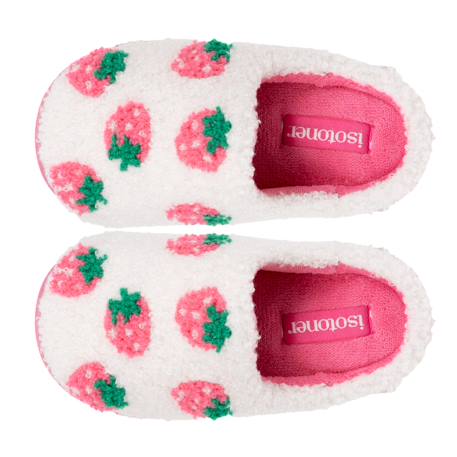 Chaussons mules sherpa fraise, semelle bloup xtra confort, amorti souple Ivoire 2 - vertbaudet enfant 