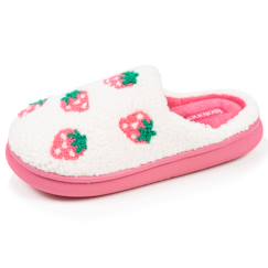 Chaussures-Chaussons mules sherpa fraise, semelle bloup xtra confort, amorti souple