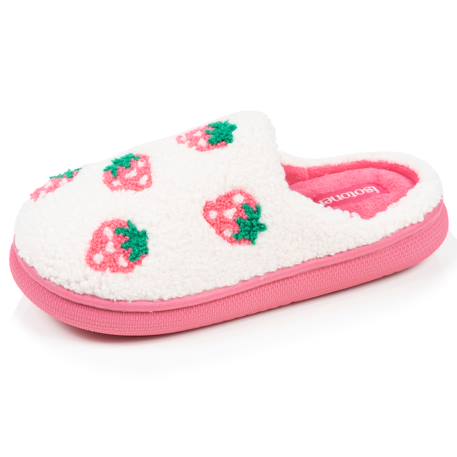 Chaussons mules sherpa fraise, semelle bloup xtra confort, amorti souple Ivoire 1 - vertbaudet enfant 