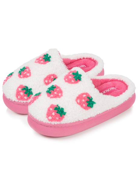 Chaussons mules sherpa fraise, semelle bloup xtra confort, amorti souple Ivoire 6 - vertbaudet enfant 