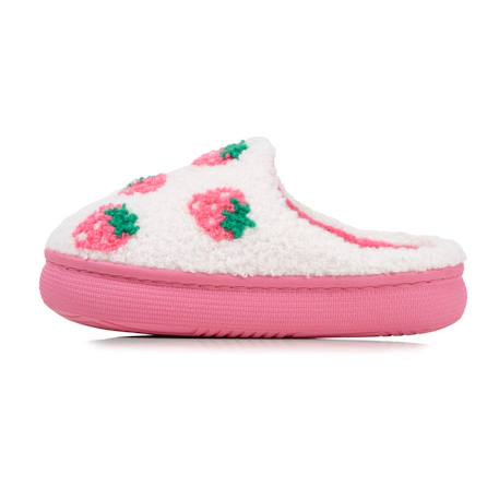 Chaussons mules sherpa fraise, semelle bloup xtra confort, amorti souple Ivoire 3 - vertbaudet enfant 
