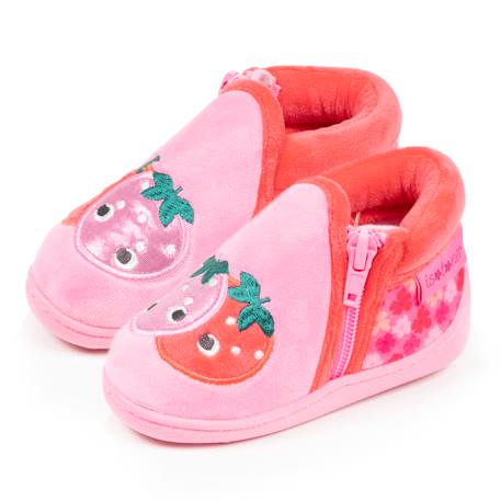 Chaussons bottillons velours maintien renforcé, fermeture zip, simple à enfiler Rose 1 - vertbaudet enfant 