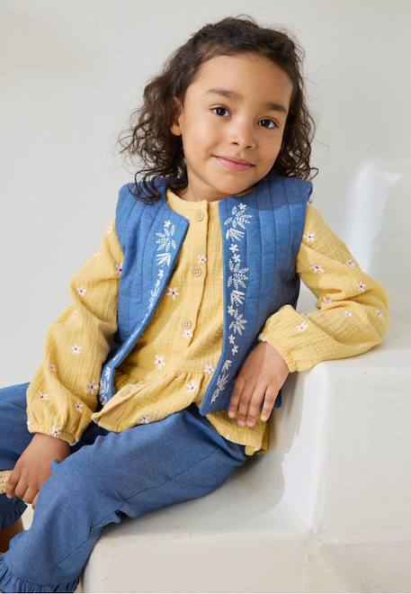 Veste sans manches enfant en chambray camila Bleu 1 - vertbaudet enfant 